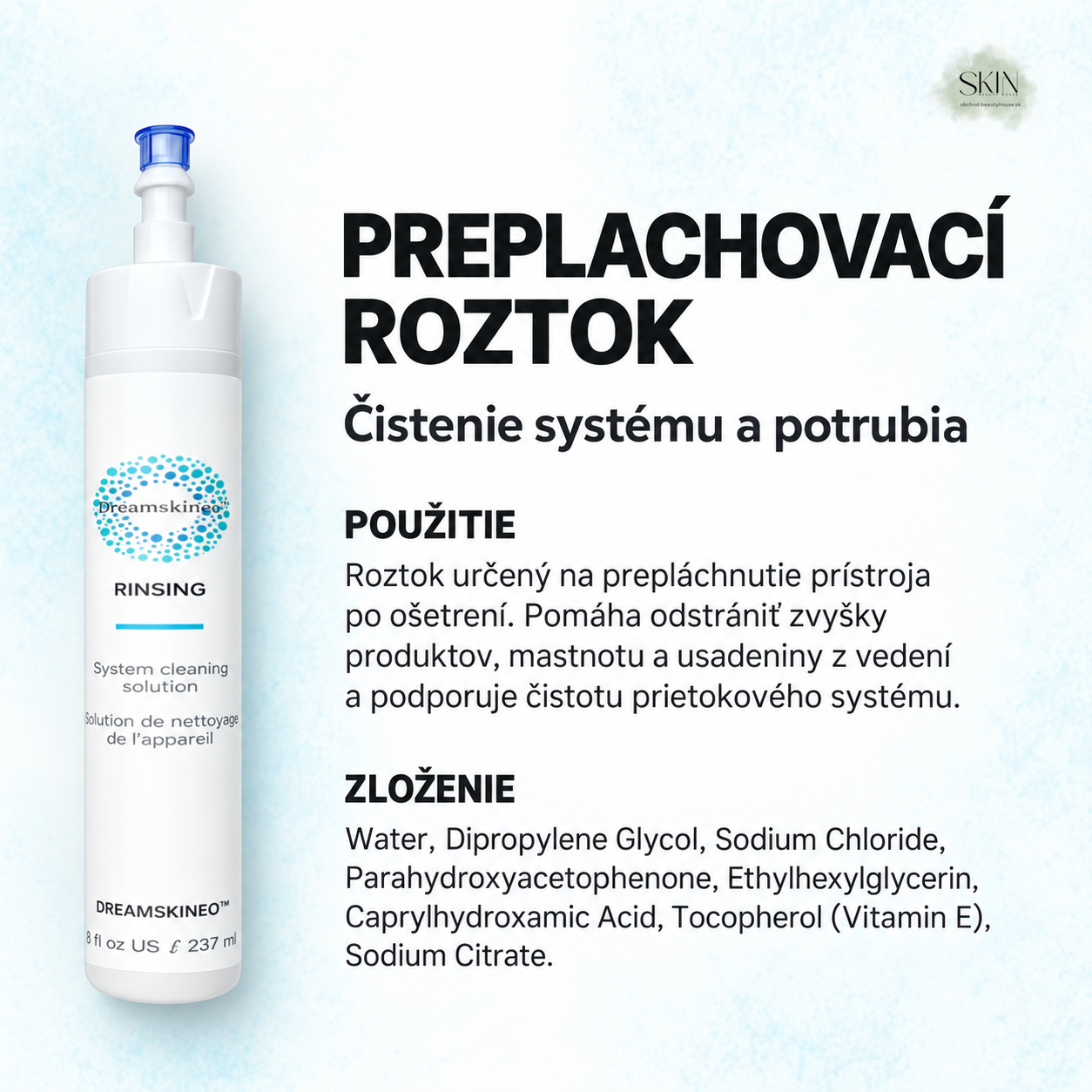Rinsing – roztok na čistenie systému a potrubia prístroja